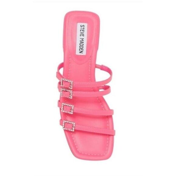 New womens sz 9.5 Steve Madden pink African slide sandals Y2K rhinestone - Picture 2 of 7